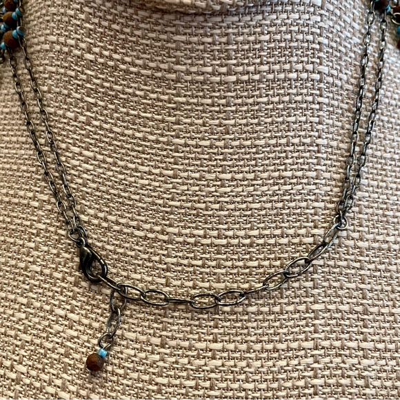 Very cool wood an bead necklace Artisan made 17” adjust boho hippie just cool! - Picture 4 of 8